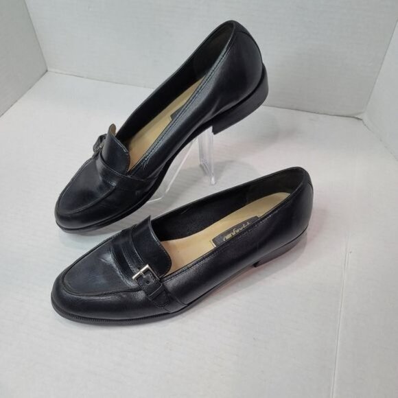 Papagallo Spin Black Leather Loafers Size 9 M - Picture 2 of 12